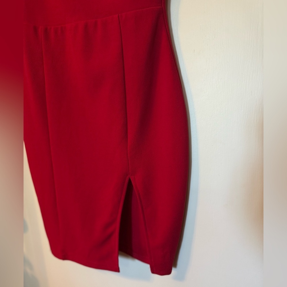 NUDE Bold Red Square Neck Sleeveless Date Night Party Mini Dress- Size Small - Picture 5 of 7